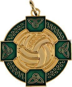 Enamel Gaelic Football Medal Green 33mm - Gold
