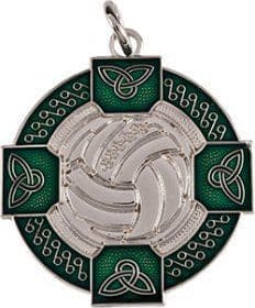 Enamel Gaelic Football Medal Green 33mm - Silver