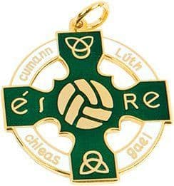 Enamel Gaelic Football Medal Green Pierced 33mm - Gold Only