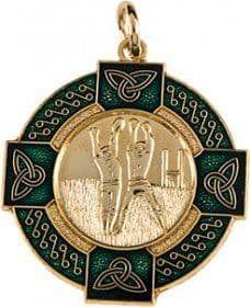 Enamel Gaelic Football Medal Male Green 33mm - Gold