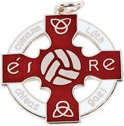 Enamel Gaelic Football Medal Red Pierced 33mm - Silver