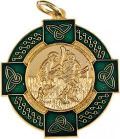 Enamel Hurling Medal Green 33mm - Gold