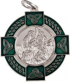 Enamel Hurling Medal Green 33mm - Silver