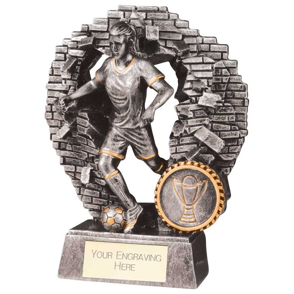 Trophée De Football Féminin 20 Cm – Personnalisable 3 Lignes – Neuf