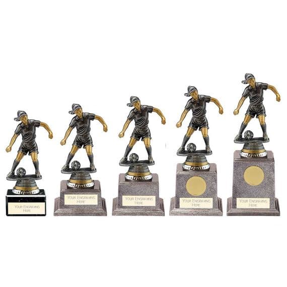 Football/Soccer Trophy Cyclone Female Antique Silver And Gold Series