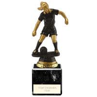 Football/Soccer Trophy Female  Cyclone Black And Gold Series