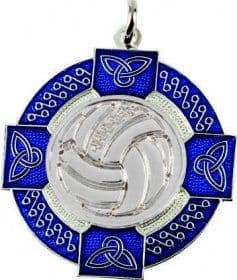 Gaelic Football Enamel Medal Blue 33mm - Silver