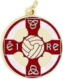 Gaelic Football Enamel Medal Red 38mm - Gold