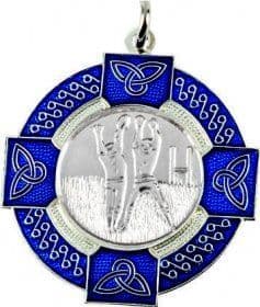 Gaelic Football Medal Male Blue 33mm - Silver