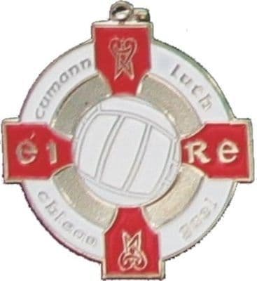 Gaelic Football Medal Silver & Red  34mm