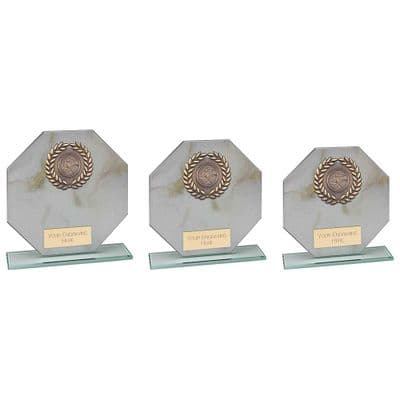 Glass Award - Quarry Marble - White  - Octagonal - Jade - 5mm in depth