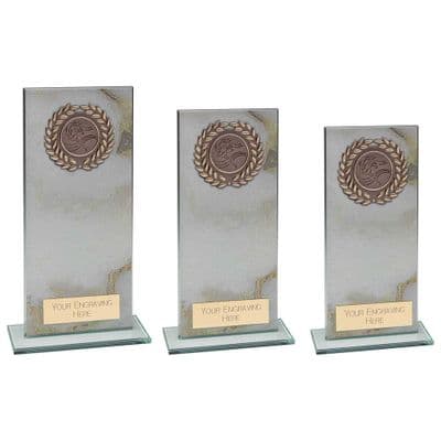 Glass Award - Quarry Marble - White  - Rectangle - Jade - 5mm in depth