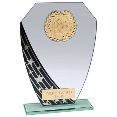 Glass Award - Starlight Hex - Mirrored Black Jade, 5mm in depth