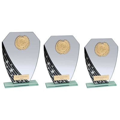 Glass Award - Starlight Hex - Mirrored Black Jade, 5mm in depth