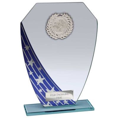 Glass Award - Starlight Hex - Mirrored Blue Jade, 5mm in depth