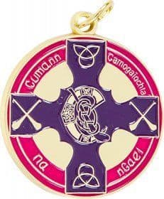Gold Camogie Enamel Medal Pink & Purple 38mm
