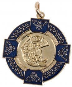 Gold Enamel Camogie Medal Blue 33mm