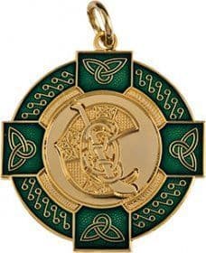 Gold Enamel Camogie Medal Green 33mm
