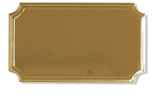 Gold Pressed Engraving Plate with Scalloped Corners Shiny Finish Adhesive Backing - 60x35mm