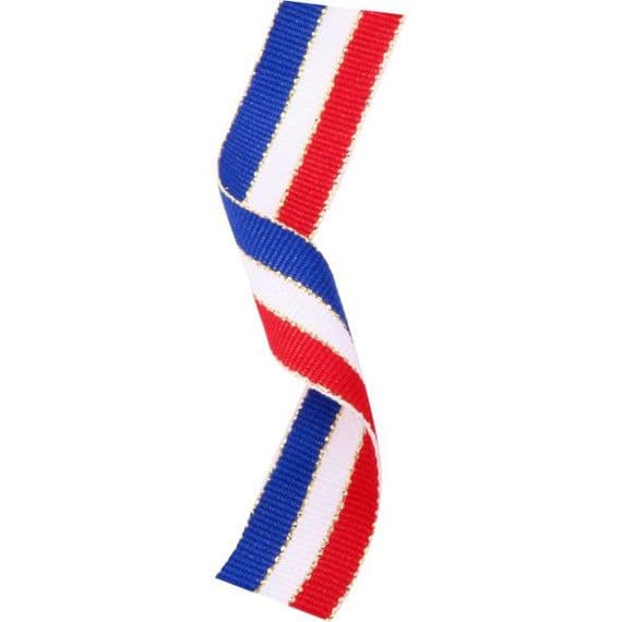 Gold thread Red/White/Blue 22mm Medal Ribbon with pin