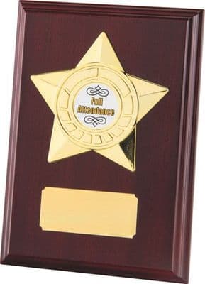 Mahogany rectangle wooden plaque with star