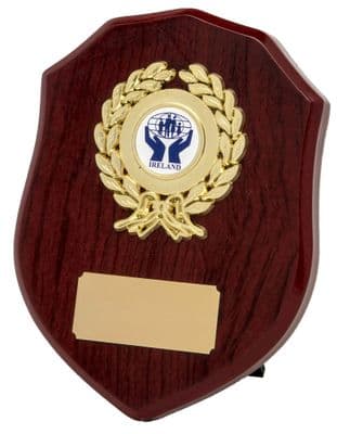 Mahogany Shield Wooden Plaque - Wreath