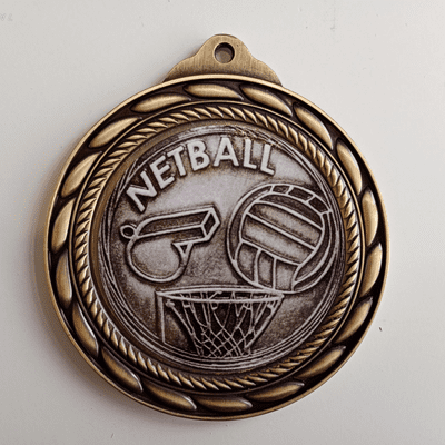 Netball Medal with Rope Design - 70mm