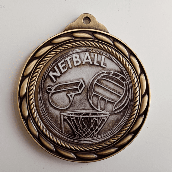 Netball Medal with Rope Design - 70mm