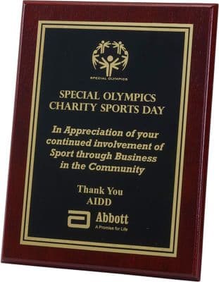 Rosewood Wooden Plaque with Personalised Black & Brass Plate