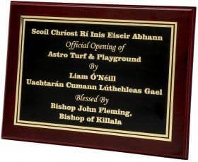 Rosewood Wooden Plaque with Personalised Black & Brass Plate Landscape