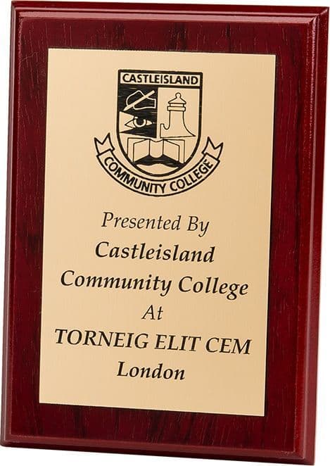 Rosewood Wooden Plaque with Personalised Gold Acrylic Plate