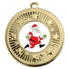 Santa Christmas Medal 50mm Including Centre & Ribbon