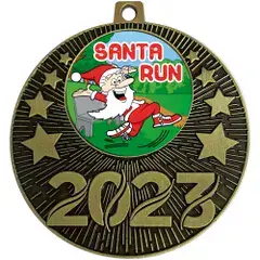 Santa Run 2023 Christmas Medal 50mm Including Centre & Ribbon