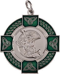 Silver Enamel Camogie Medal Green 33mm