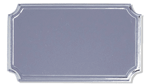 Silver Pressed Engraving Plate with Scalloped Corners Shiny Finish Adhesive Backing - 60x35mm