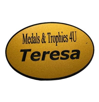 Staff Name Badge Oval in Gold 60x40mm