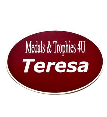 Staff Name Badge Oval in Wine, 60x40mm