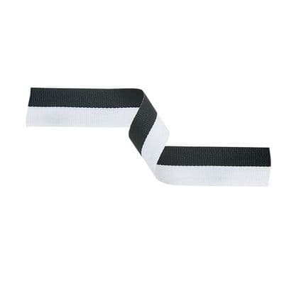 White/Black 22mm Medal Ribbon with Pin