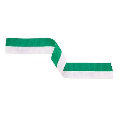 White/Green 22mm Medal Ribbon with Pin