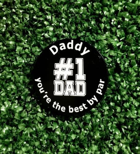 1 x Large Black 'Best Dad by Par' Metal Golf Ball Marker in Gift Box