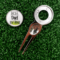 Father's Day Best Dad By Par 2in1 Divot Tool with a Built-in Ball Marker
