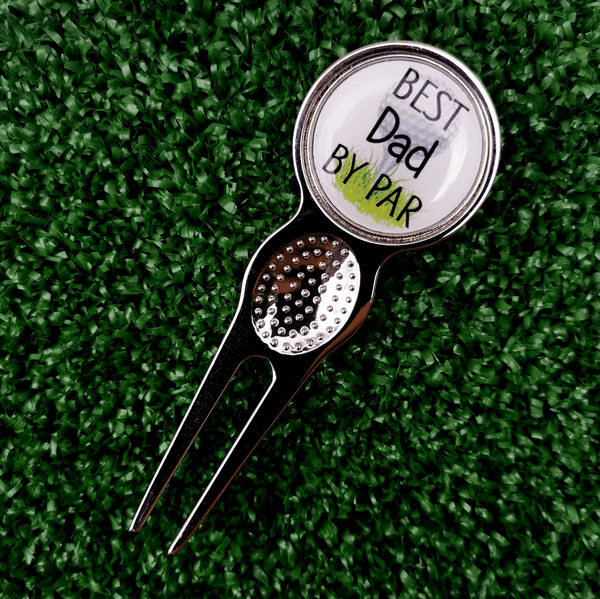 Father's Day Best Dad By Par 2in1 Divot Tool with a Built-in Ball Marker