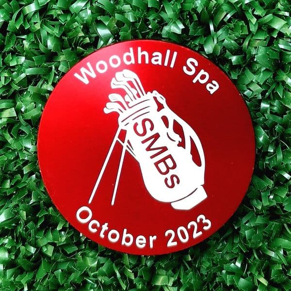 Personalised Large Red Metal Golf Ball Marker