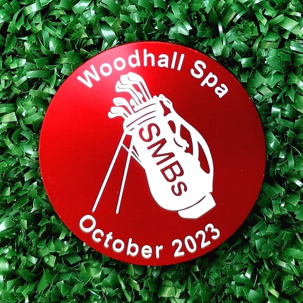Personalised Large Red Metal Golf Ball Marker