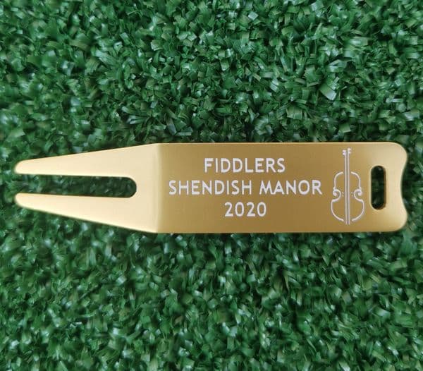 Personalised Light Gold Metal Divot Tool Pitch Repairer