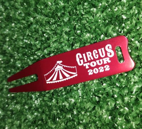 Personalised Red Metal Divot Tool Pitch Repairer