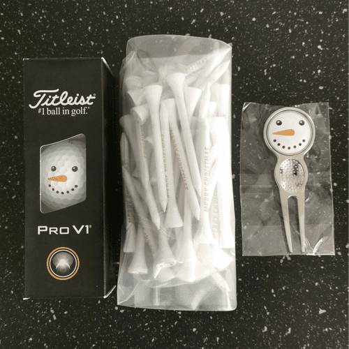 Snowman Christmas Titleist Pro V1 Golf Ball, Golf Tee & Divot Tool Gift Set
