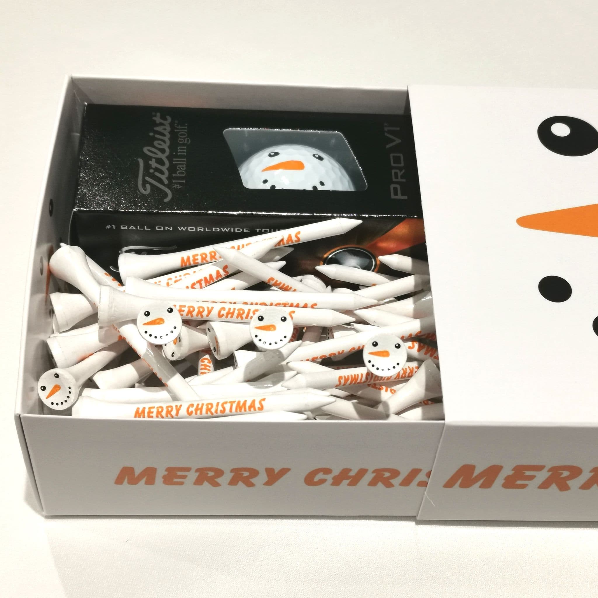 Snowman Christmas Titleist Pro V1 Golf Ball & Golf Tee Gift Set