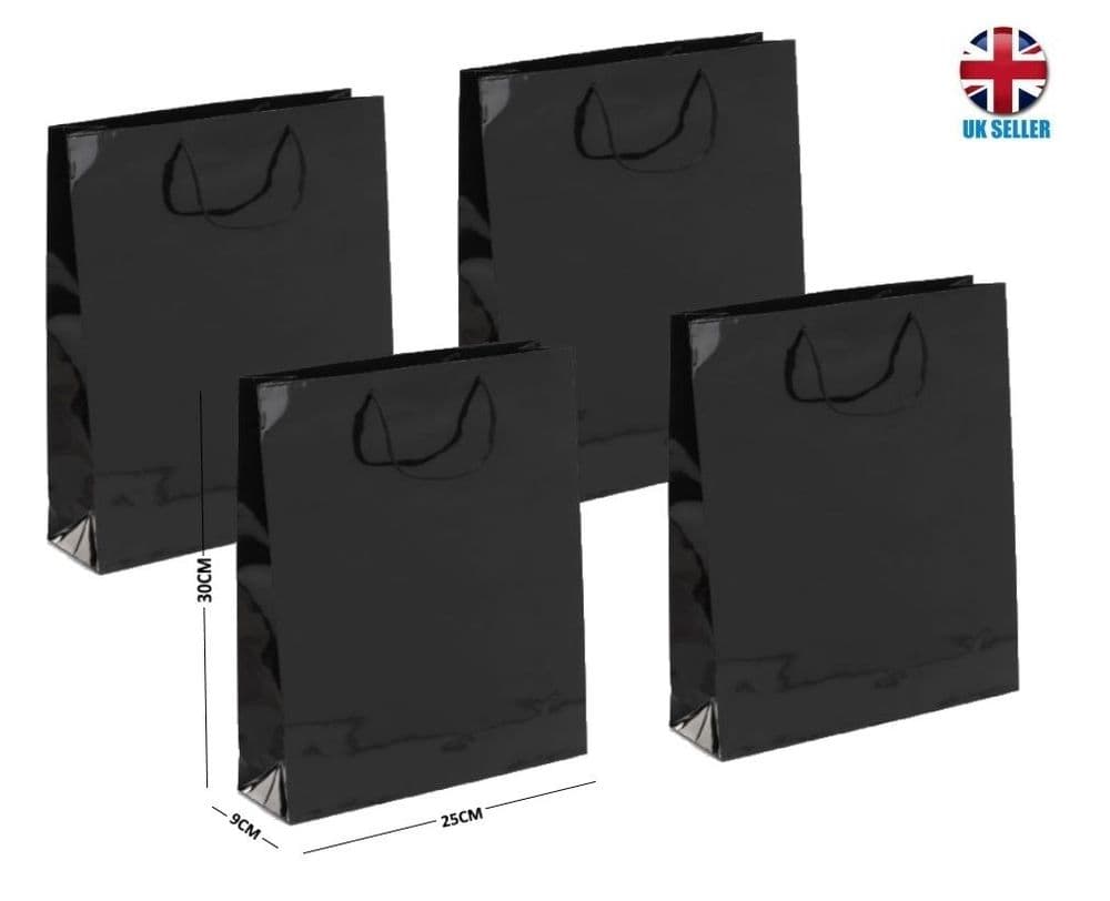 Black Gloss Laminated Portrait Boutique Gift Bags