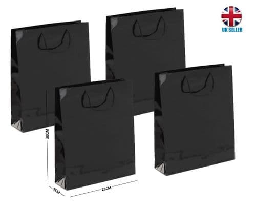 Black Gloss Laminated Portrait Boutique Gift Bags